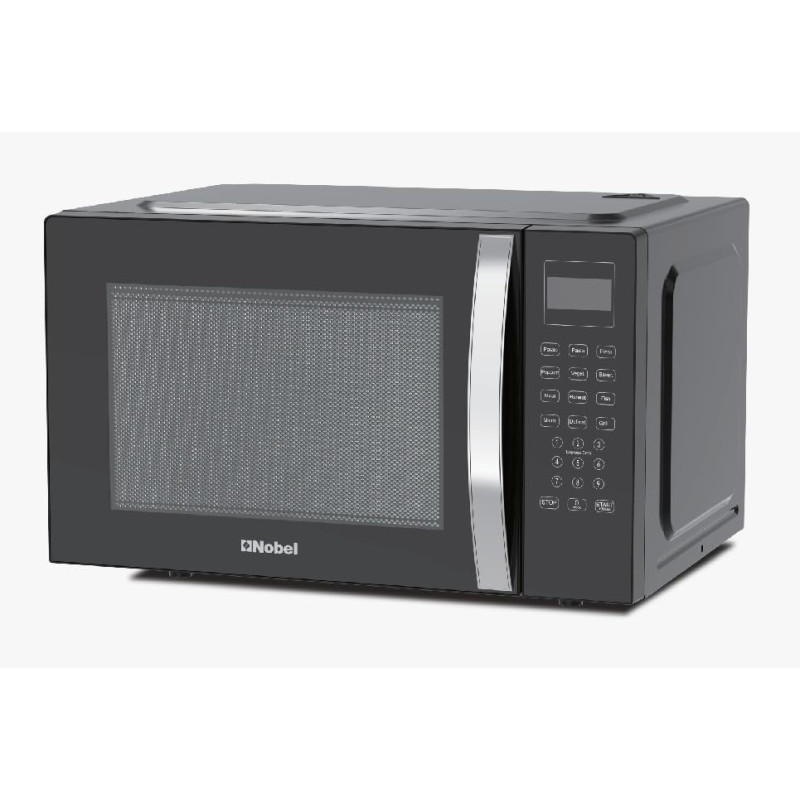 Nobel 42 Liters Capacity Microwave Oven, Membrane Control, Defrost Setting, 8 Auto Menu Cooking, 10 Power Levels, Silver Handle Door Opening, Black, 1 Year Warranty