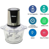 Nobel Chopper 1.8 Litres Full Metal Gear 2 Speed Stainless Steel Blade Over Heat Protection, Transparent, NCFP418GP, 1 Year Warranty