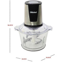 Nobel Chopper 1.8 Litres Full Metal Gear 2 Speed Stainless Steel Blade Over Heat Protection, Transparent, NCFP418GP, 1 Year Warranty