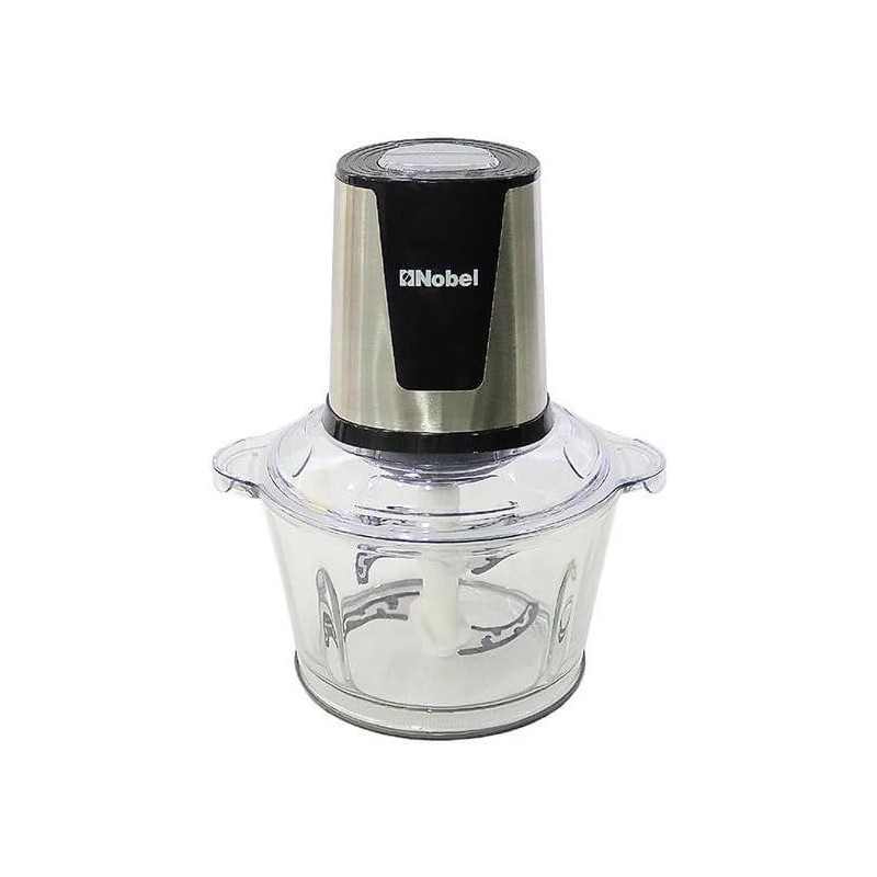 Nobel Chopper 1.8 Litres Full Metal Gear 2 Speed Stainless Steel Blade Over Heat Protection, Transparent, NCFP418GP, 1 Year Warranty