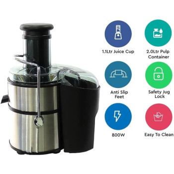 Nobel Table Top Blender Stainless Steel 2 Litre, 800W, 2 Speed Stainless Steel Strainer Safety Lock Device Grinder, Chopper, Blender Glass, Silver/Black, NJE404E, 1 Year Warranty