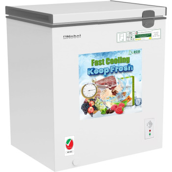 Nobel Chest Freezer 150L Capacity, High-Efficiency Compressor, Low Noise, Energy Saving, Led Light, Lock And Key, White, NCF170NI, 1 Year Warranty