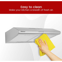 Nobel 60 Cm Built In Hood, Push Button Control, 3 Spin Motor, Stainless Steel Control Panel And Body, Carbon Filter, Led Light, Silver, NBI7501CHSS, 1 Year Warranty