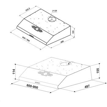 Nobel 60 Cm Built In Hood, Push Button Control, 3 Spin Motor, Stainless Steel Control Panel And Body, Carbon Filter, Led Light, Silver, NBI7501CHSS, 1 Year Warranty