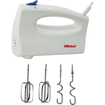 Nobel Stick Hand Blender With 3 Speed Two Chromed Beaters Plus Beat Eggs Function, White, NHB25, 1 Year Warranty