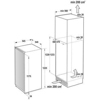 Gorenje, Built In Fridge Freezer, Gross Capacity 186 L/Net 180 L, Energy Efficient, Super Quiet, White, 1 Year Warranty