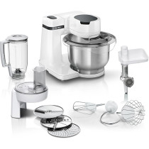Bosch Kitchen Machine, MUMS2EW30G, 700 Watt Power, 3.8 L Bowl, Patisserie Set, Meat Mincer, Large Blender, Continuous Shredder With 3 Discs, White, 1 Year Warranty