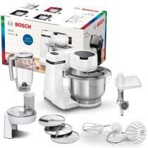 Bosch Kitchen Machine, MUMS2EW30G, 700 Watt Power, 3.8 L Bowl, Patisserie Set, Meat Mincer, Large Blender, Continuous Shredder With 3 Discs, White, 1 Year Warranty