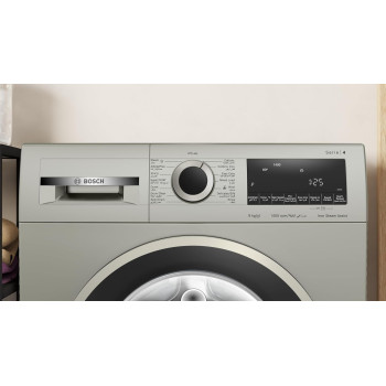 Bosch Series 4, Free-Standing Washing Machine 9 Kg Front Loader, Led-Display, Touch Control Buttons, 1400 RPM, Silver, 1 Year Warranty