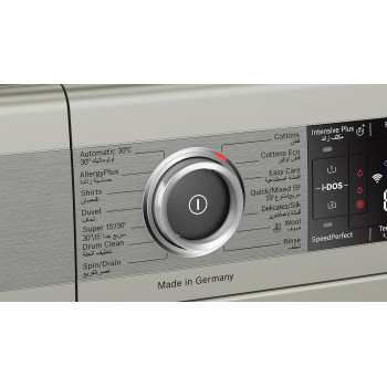 Bosch Series 8 Washing Machine, Front Loader 9 Kg 1400 RPM, Homeconnect Remote Monitoring And Control, Touch Control Buttons, Silver, WAV28KhXGC, 1 Year Warranty