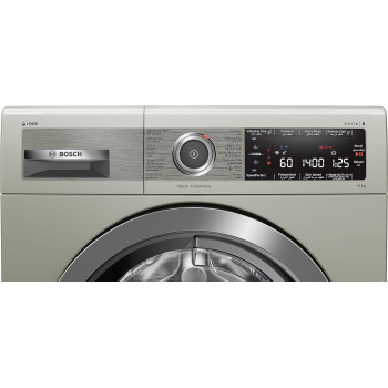 Bosch Series 8 Washing Machine, Front Loader 9 Kg 1400 RPM, Homeconnect Remote Monitoring And Control, Touch Control Buttons, Silver, WAV28KhXGC, 1 Year Warranty