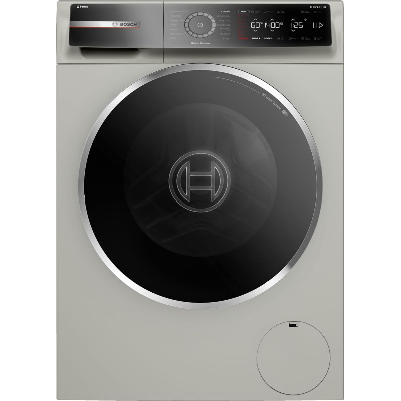 Bosch Series 8 Free-Standing Washing Machine, Frontloader Fullsize, 9 Kg, 1400 Rpm, Touchcontrol Button, Programmable, Silver, WGB244AXGC, 1 Year Warranty