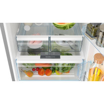 Bosch Series 4, 388 Litres, Free-Standing Refrigerator With Freezer, Stainless Steel Look, Vitafresh, Led Light, Model- KGN55Vl21M, 1 Year Warranty