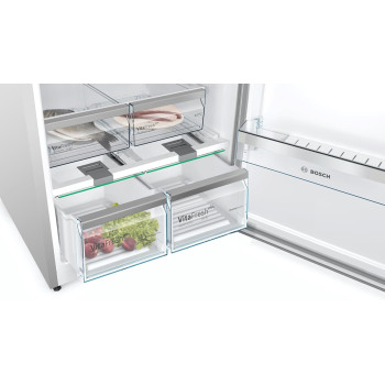 Bosch Series 6, Free-Standing Fridge-Freezer Refrigerator with freezer at top, 186 x 86 cm, Vita Fresh. No Frost Stainless steel KDD86AI31M With 1-Year Manufacturer Warranty