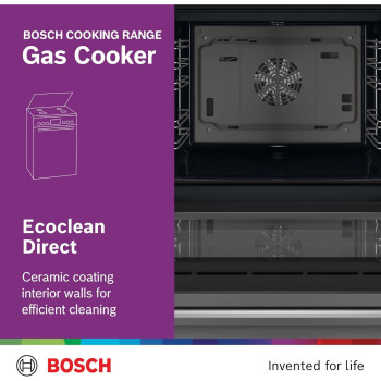 Bosch Free Standing Cooker, Gas Cooker 53.7 KG, Stainless Steel Gas Range Cooker, German Engineering Cooking Range, HXQ38AE50M, 1 Year Warranty