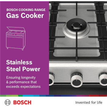 Bosch Free Standing Cooker, Gas Cooker, 84.4 Cm, 147 L Gas Range Cooker, German Engineering Cooking Range, 1 Year Warranty