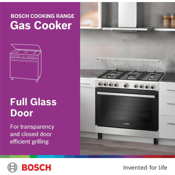 Bosch Free Standing Cooker, Gas Cooker, 84.4 Cm, 147 L Gas Range Cooker, German Engineering Cooking Range, 1 Year Warranty