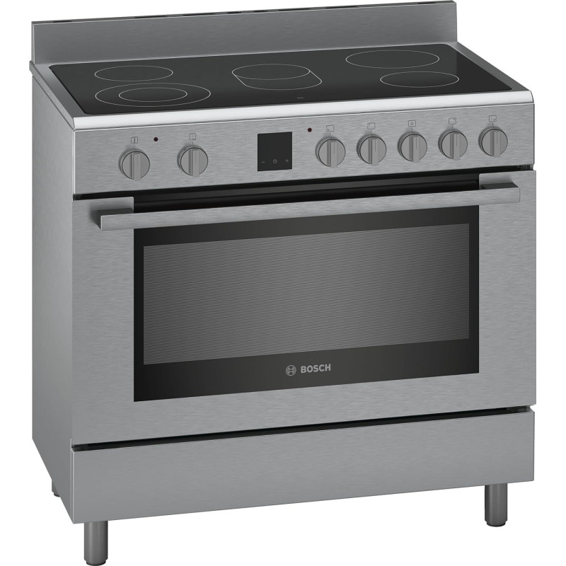 Bosch Series 8, 90X60 cm, 5 High Speed Ceramic Cooking Zones Electric Range Cooker, Stainless Steel HKK99V850M Min 1 year manufacturer warranty