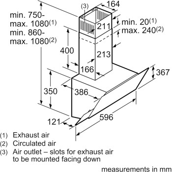 Bosch Series 4, Wall-Mounted Cooker Hood, 60 Cm, Clear Glass Black Printed, DWK66AJ60M, 1 Year Warranty