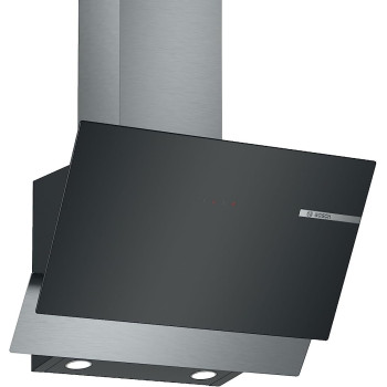 Bosch Series 4, Wall-Mounted Cooker Hood, 60 Cm, Clear Glass Black Printed, DWK66AJ60M, 1 Year Warranty