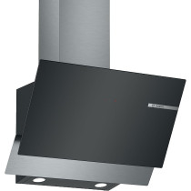 Bosch Series 4, Wall-Mounted Cooker Hood, 60 Cm, Clear Glass Black Printed, DWK66AJ60M, 1 Year Warranty