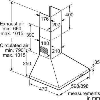 Bosch 60 Cm Wall Mounted Cooker Hood, Stainless Steel, DWP64CC50M, 1 Year Warranty