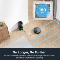 Eureka Robotic Vacuum Cleaner E10S With Wiping Function 2-1, Bagless Dust Self-Empty, Auto Lifting Mop, Up To 180 Minutes Runtime, App Control, 4000PA For Pet Hair, Carpets, Hard Floor, 1 Year Warranty