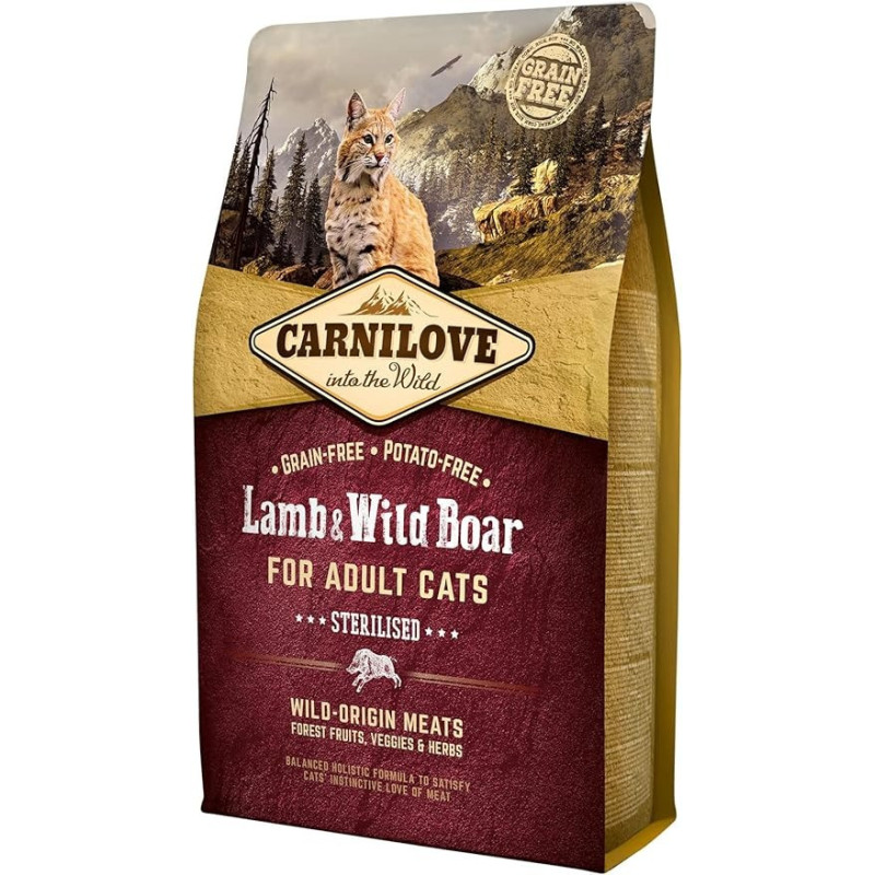 Carnilove Lamb And Wild Boar For Adult Cats, 2kg