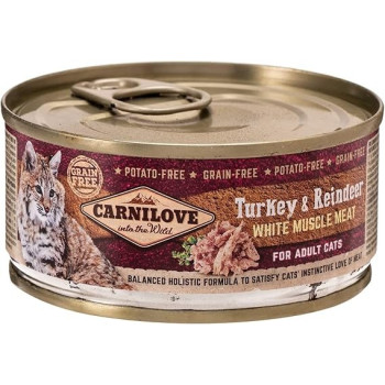 Carnilove Turkey And Reindeer For Adult Cats (Wet Food Cans) 12x100g