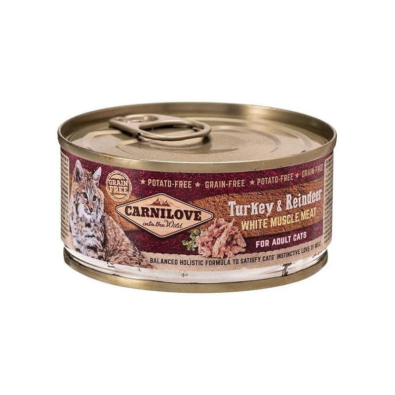 Carnilove Turkey And Reindeer For Adult Cats (Wet Food Cans) 12x100g