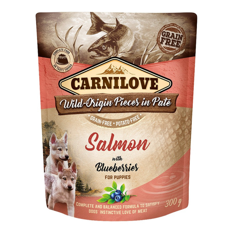 Carnilove Salmon With Blueberries For Puppies (Wet Food Pouches) 12 x 300g