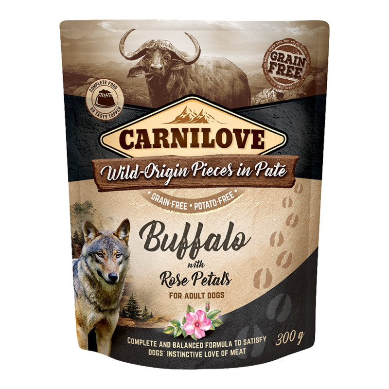 Carnilove Buffalo With Rose Blossom For Adult Dogs (Wet Food Pouches) 12 x 300g