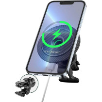 Green Lion Magnetic Wireless Car Charger 15W, Fast Wireless Charging, 360 degrees Rotating, Compatible with iPhone 13 pro Max, 13 Pro, 13, 12 Pro Max, Galaxy S22, S21, Huawei, Black