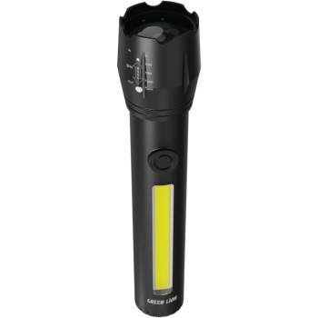 Green Lion 2 in 1 Adjustable Torch 3W LED 130lm 1200mAh, Black