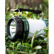 Green Lion 2 in 1 Camping Flash Light 3000mAh 500lm, 200 M Light Distance, IP44 Waterproof, 3-6H Run Time, Green and Silver Color