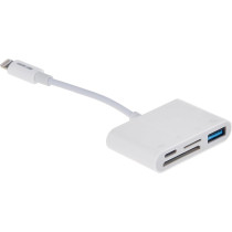 Green Lion 4 in 1 OTG Adapter Dual Lightning to SD TF USB, White