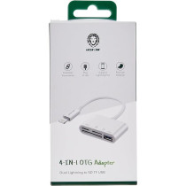 Green Lion 4 in 1 OTG Adapter Dual Lightning to SD TF USB, White