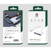 Green Lion 4 in 1 OTG Adapter with SD TF USB Card Slots, Type C and USB Ports, White
