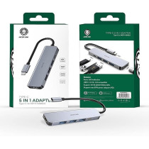 Green Lion 5 in 1 Type C Adapter Hub 4K, Model GNADA5IN1GY, Grey