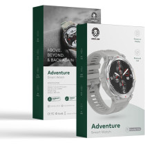 Green Lion Adventure Smart Watch, 10 Days Standby Time, Call Social Notifications, Bluetooth Connectivity, Always On Display, Waterproof, Wireless Charging, Voice Assistant, Health Tracking, Grey