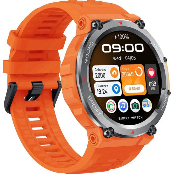 Green Lion Adventure Smart Watch, 10 Days Standby Time, Call/Social Notifications, Bluetooth Connectivity, Waterproof, Wireless Charging, Voice Assistant, Health Tracking, Orange