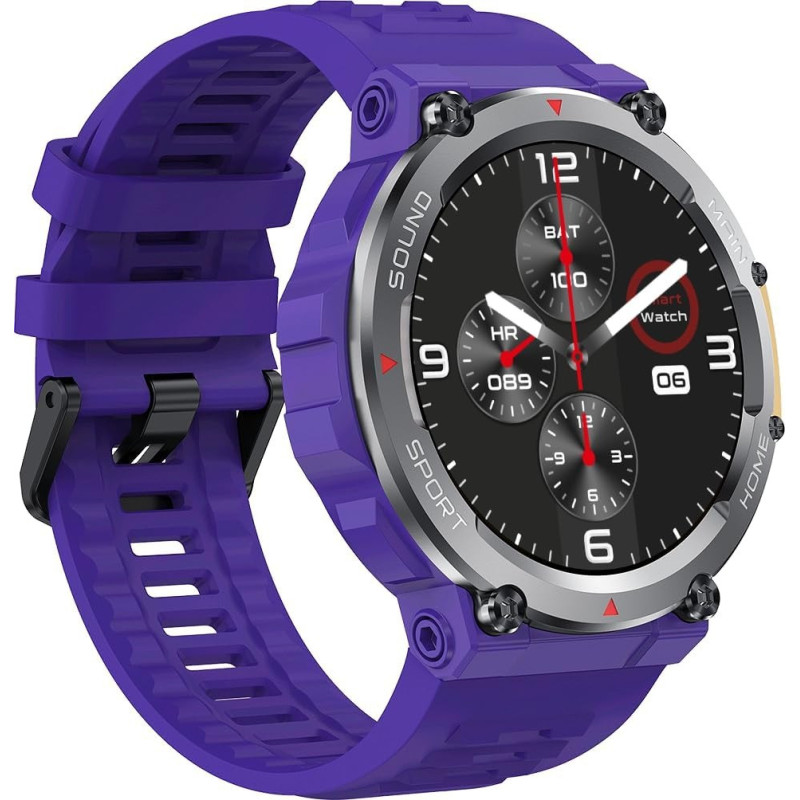 Green Lion Adventure Smart Watch, 10 Days Standby Time, Call Social Notifications, Bluetooth Connectivity, Waterproof, Wireless Charging, Voice Assistant, Health Tracking, Purple