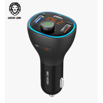 Green Lion Bluetooth FM Transmitter for Car, Wireless Radio Adapter Car Kit with Dual USB ports 38W and a 20W Type C port, QC 3.0 Charging, Hands Free Calling Compatible with Siri And Google Assistant, Black