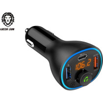Green Lion Bluetooth FM Transmitter for Car, Wireless Radio Adapter Car Kit with Dual USB ports 38W and a 20W Type C port, QC 3.0 Charging, Hands Free Calling Compatible with Siri And Google Assistant, Black