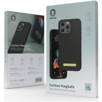Green Lion for iPhone 15 Pro Case Carbon Metal Plate Case Compatible with MagSafe - Anti-Scratch Drop Resistant Shockproof Full Slim Bumper Protection Back Cover for iPhone 15 Pro 6.1, Black