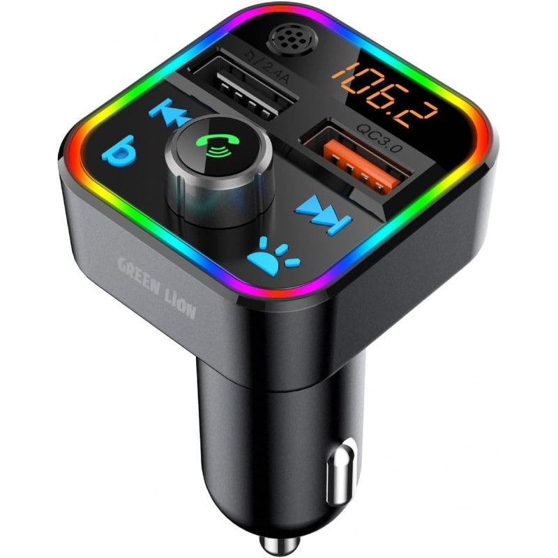 Green Lion Car FM Transmitter Kit 30W, Black