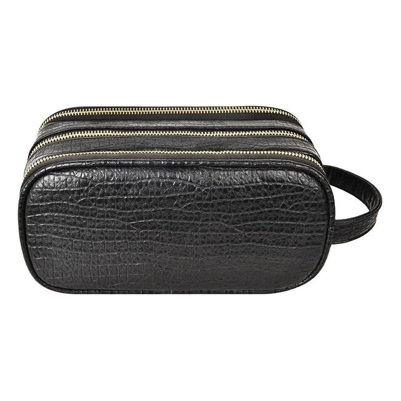Green Lion Citizen Croco Leather Pouch for Men and Women, 3 In 1 Pocket With Golden Zipper, Skin Friendly PU Leather and Soft Lining, Accessories Organizer, Keep Your Daily Gadgets Safe, Black