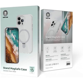 Green Lion Clear Case Magsafe with Metal Buttons for iPhone 15 Plus, Clear