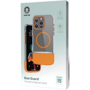 Green Lion for iPhone 15 Pro Max Case Dou Guard Two-Piece Magnetic Case Compatible with MagSafe Anti Scratch Drop Resistant Full Slim Protection Back Cover for iPhone 15 Pro Max 6.7, Orange