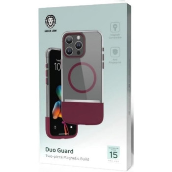 Green Lion for iPhone 15 Pro Max Case Dou Guard Two-Piece Magnetic Case Compatible with MagSafe Anti Scratch - Drop Resistant Full Slim Protection Back Cover for iPhone 15 Pro Max 6.7, Dar Red